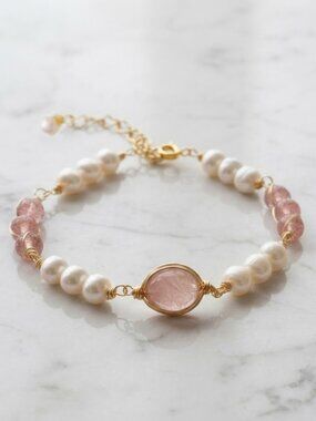 Ladies Pink and White Gold Bracelet